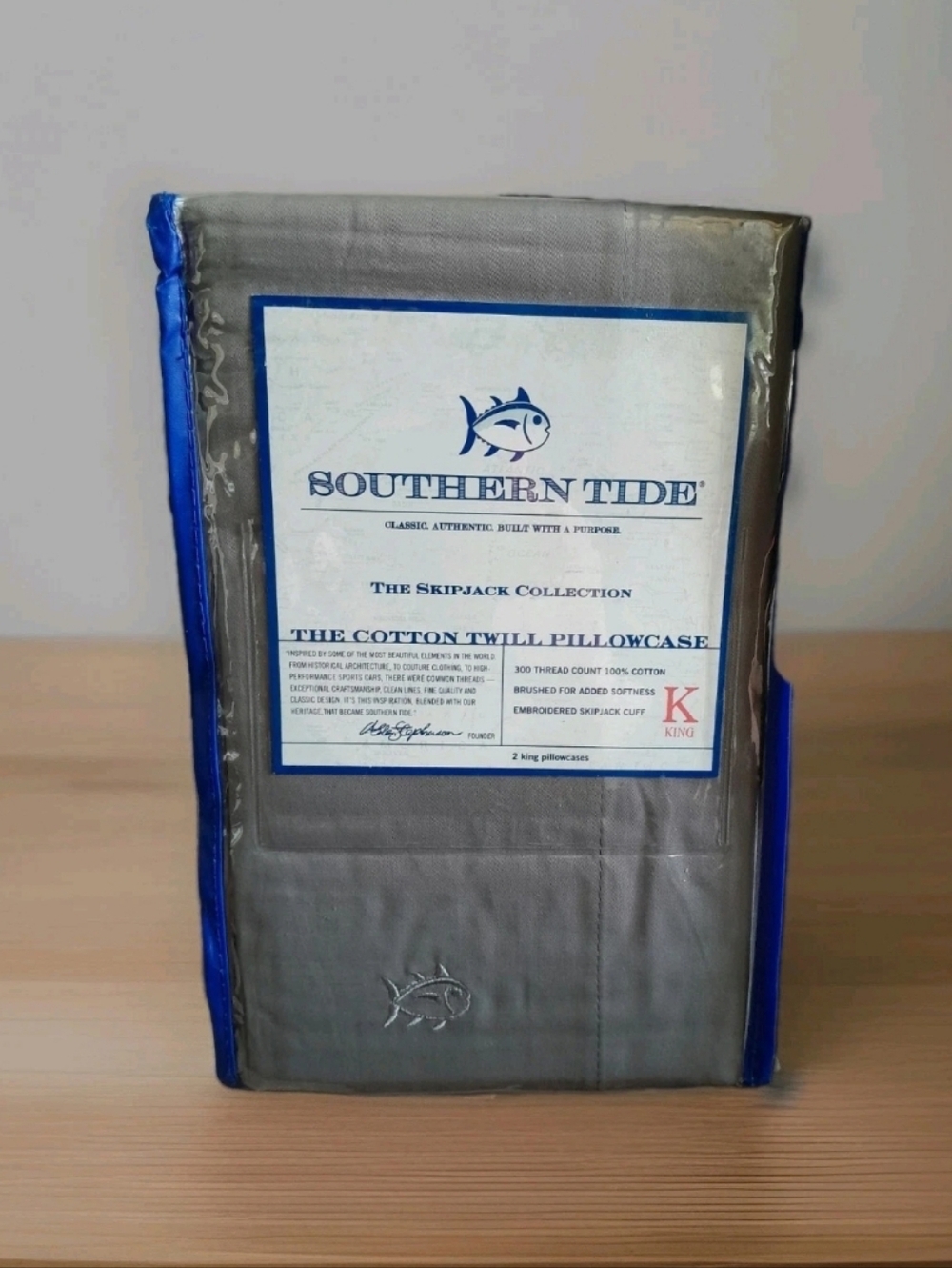 New Southern Tide King pillow cases Skipjack color Nautical Gray